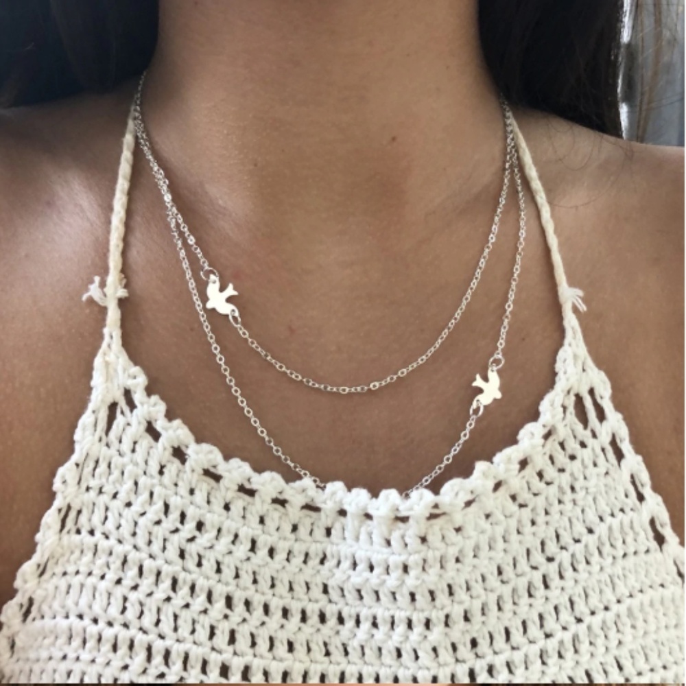 "Migration Season" Bird Boho Cute Layered Necklace - Picture 3 of 5